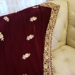 Maroon velvet Shawl